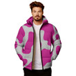 Deep Pink And White Cow Skin Pattern Unisex Puffer Jacket Down Jacket