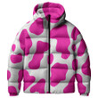 Deep Pink And White Cow Skin Pattern Unisex Puffer Jacket Down Jacket