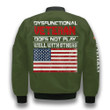 Dysfunctional Veteran Does Not Play Well With Others Green 3D Printed Unisex Bomber Jacket