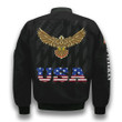 4Th Of July American Flag Veterans Patriotic Eagle Black 3D Printed Unisex Bomber Jacket