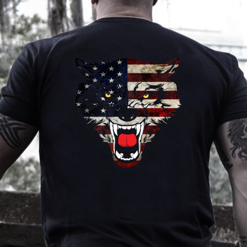 American Flag Wolf T-Shirt