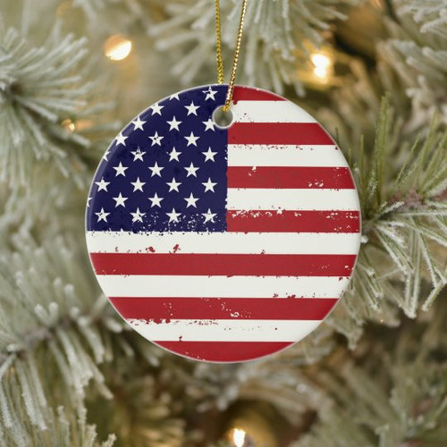 Veteran Ornament American Flag Circle Ornament (2 sided)