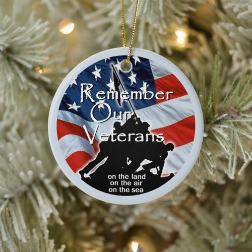 Veteran Ornament Remember Our Veterans Circle Ornament (2 sided)