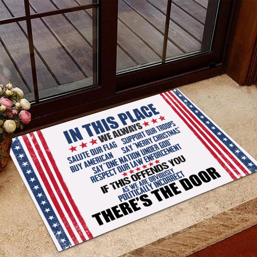Veteran Welcome Rug In This Place We Always Salute Our Flag Support Our Troops American Flag Door Mat