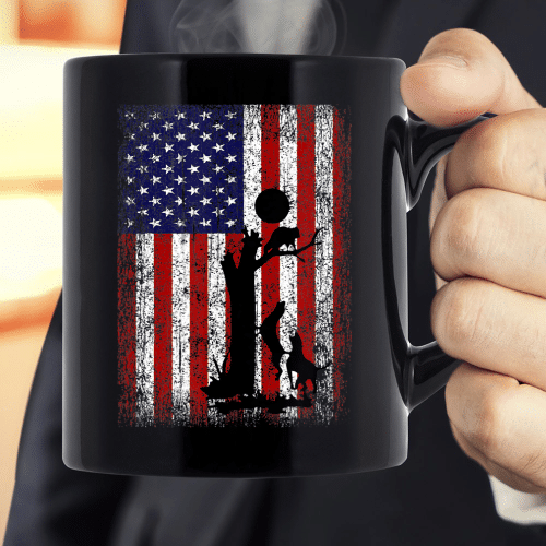 Patriotic Coon Hunting Dogs American Flag Mug