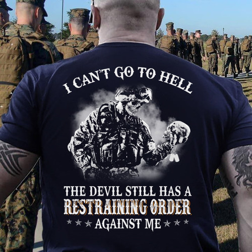 I Can't Go To Hell The Devil Still Has A Restraining Order Against Me V-Neck T-Shirt