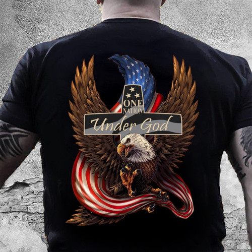 One Nation Under God American Flag Eagle T-Shirt KM2705