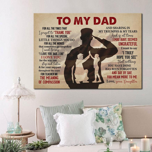 Personalized Veteran Dad Canvas, Father's Day Gift, To My Dad For All The Times That I Forgot To Thank You Canvas