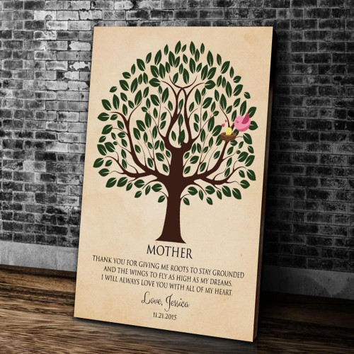 Personalized Mom Canvas Gift For Mother's Day Mother Thank For Giving Me Roots To Stay Grounded Tree Of Life Canvas