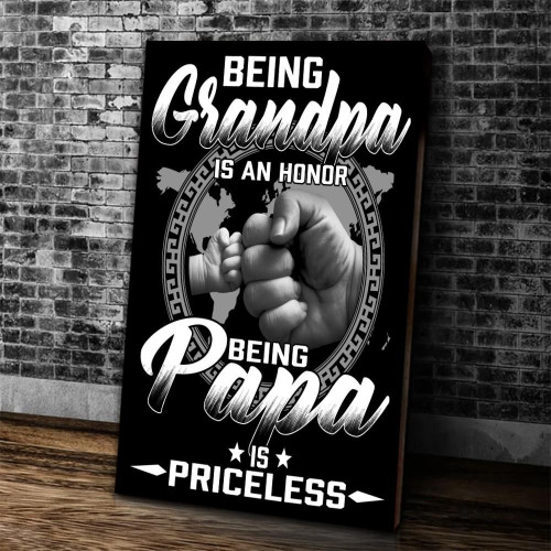 Veteran Canvas Father's Day Gift For Grandpa Dad Being Grandpa Is An Honor Being Papa Is Priceless Canvas