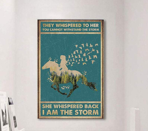 Horse Girl Canvas, Motivation Quotes Canvas, They Whispered To Her You Cannot Withstand The Storm Canvas