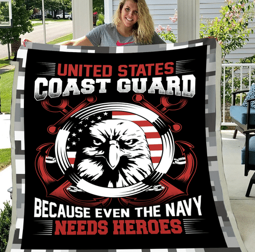 Coast Guard Blanket, US Coast Guard Because the Navy Needs Heroes Fleece Blanket ATM-CGBL2
