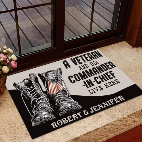 Personalized Veteran Couple Welcome Rug Custom Doormat A Veteran And His Commander Doormat Housewarming Gift