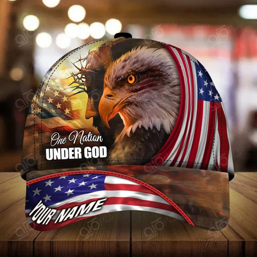 Customized Jesus and Eagle Cap, One nation under God 3D Baseball Cap for Veterans