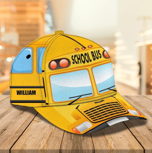 Personalized School Bus Hat, Custom Bus Driver Name Baseball Cap for Men