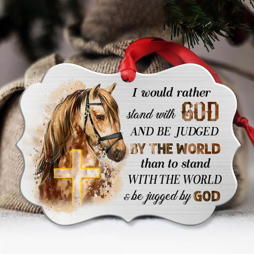 Horse Cross I Would Rather Stand With God Christmas Ornament Equestrian Christmas Gifts