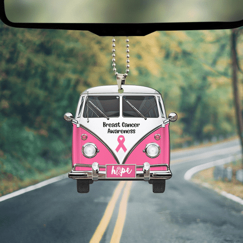 Breast Cancer Awareness Hippie Unique Design Car Hanging Ornament