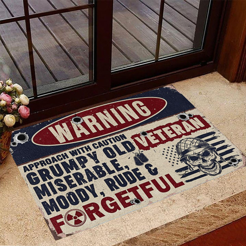 Warning Old Grumpy Veteran Doormat Unique Veterans Day 2023 Gift Ideas For Vet