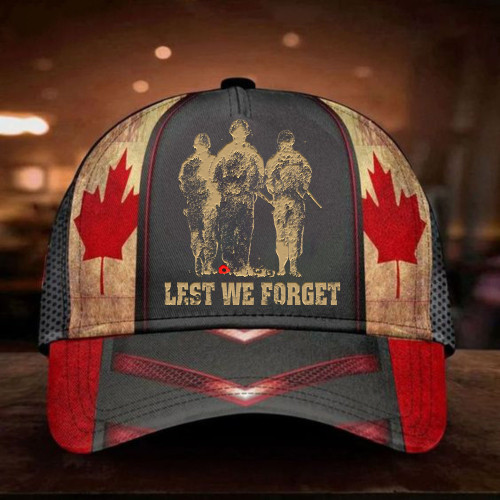 Canadian Soldier Poppy Lest We Forget Hat Veterans Remembrance Day Patriotic Caps Men