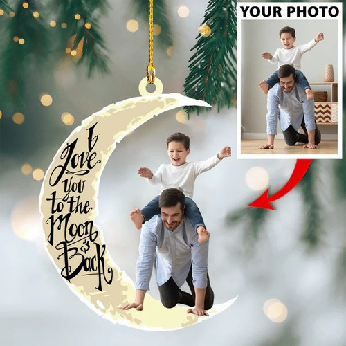 Custom Photo Father and Son Christmas Ornament Gift for Dad and Son Family Ornament 2D Flat Ornament