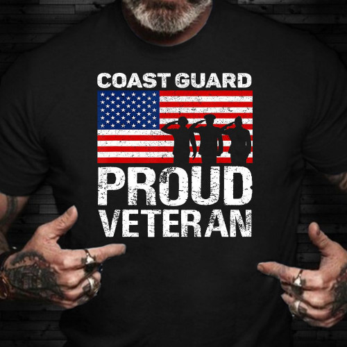 Proud Coast Guard Veteran Shirt USA Flag Veterans Day Coast Guard Retirement Gift