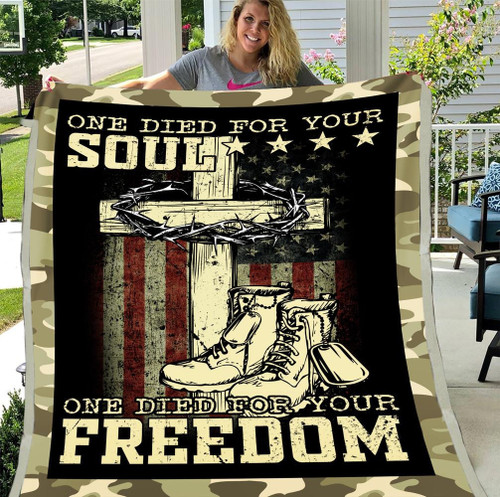 Veteran Blanket One Died For Your Soul One Died For Your Freedom Blanket ATM-USBL08
