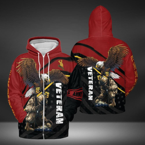 Eagle On Soldier U.S Army Veteran Zip Hoodie All Gave Some Some Gave All Patriotic Gift For Vet