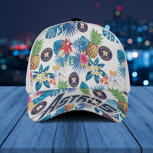 Houston Astros Hawaiian Summer Hats, Houston Astros Pineapple Flowers Baseball Cap