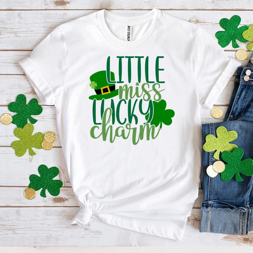 St Patrick's Day Shirts, Little Miss Lucky Charm Shamrock 1ST-21 T-Shirt