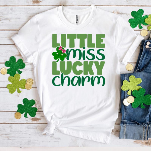 St Patrick's Day Shirts, St Patrick's Lucky Shirt, Little Miss Lucky Shamrock 1ST-23 T-Shirt