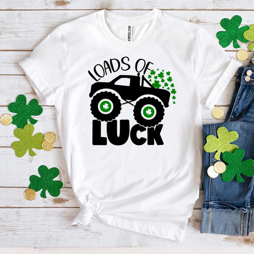 St Patrick's Day Shirts, St Patrick Loads Of Luck Shirt, Shamrock Truck 1ST-17 T-Shirt