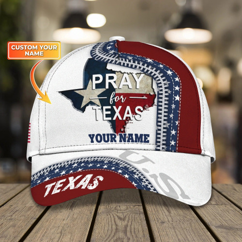 Customized 3D Full Printed Baseball Cap Pray For Texas, Texas Baseball Cap, Texas Classic Cap