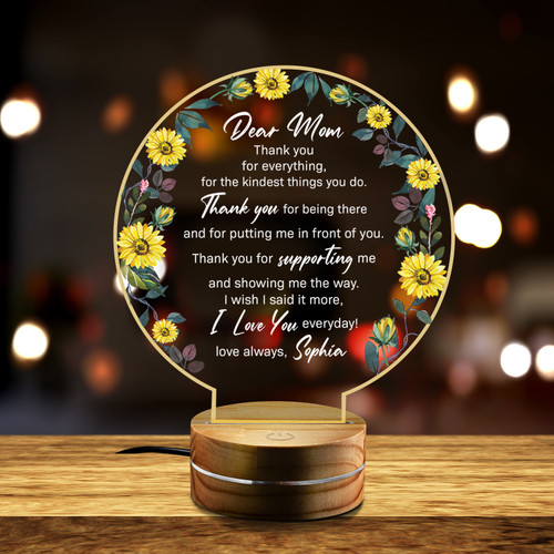 Mothers Day, Gift For Mom, Personalized Mom Thank You For Everything Led Night Light NV050423