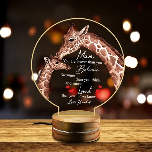 Personalized Mother's Day Gift, Mum Poem Cute Giraffe LED Night Light, Daughter to Mother Gift NV05423