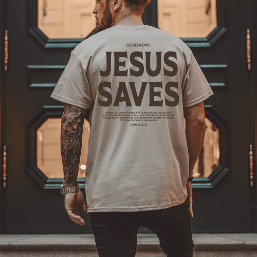 Jesus Saves John 3:16 Good News Christian Faith Bible Verse Premium T-Shirt SAND3007