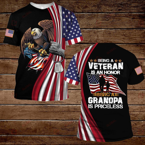 Being A Veteran Is An Honor Being A Grandpa Is Priceless All Over Printed Shirts
