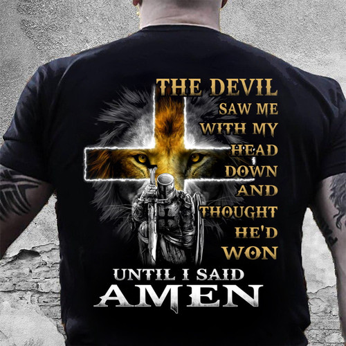 The Devil Saw Me with My Head Down T-Shirt Knight Templar Religious T-Shirt for Men