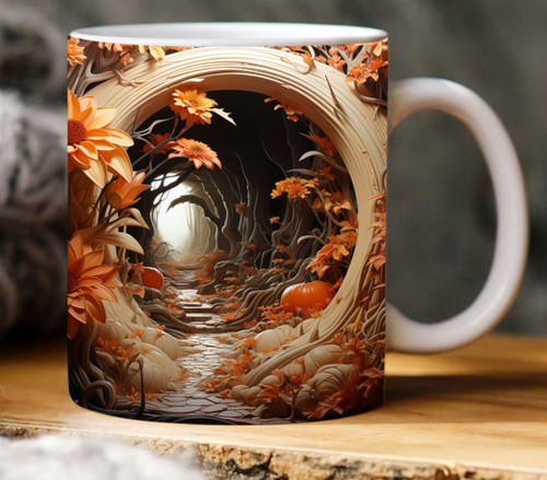 3D Crack Hole 3D Pumpkin Cave Fall Vibes Halloween Season Edge-to-Edge Mug