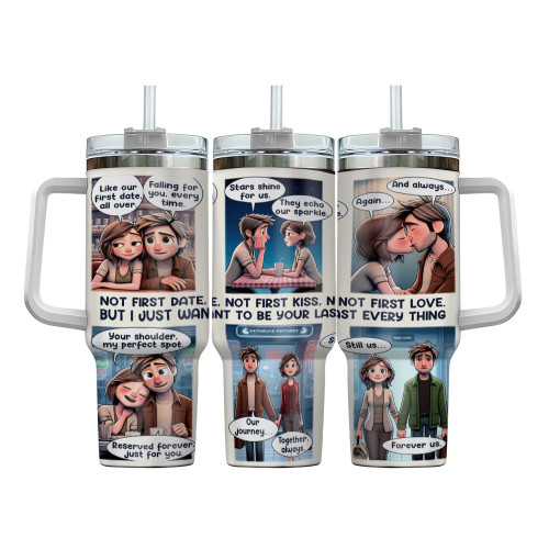 Lasting Love's Journey Together Meaningful Comic Couple Gift 40oz Tumbler With Handle