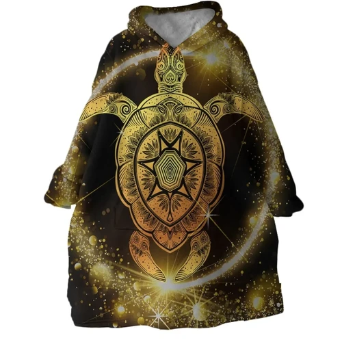 The Astro Sea Turtle Design Hoodie Blanket