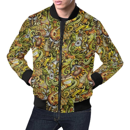 Honey Bee Psychedelic Gifts Pattern 3d Printed Unisex Bomber Jacket