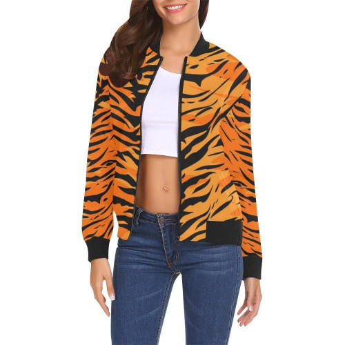 Tiger Skin Art Pattern 3d Printed Unisex Bomber Jacket