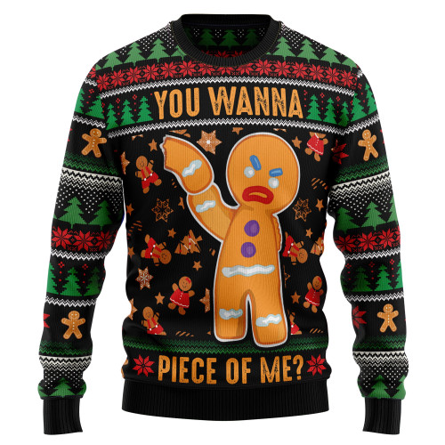 Gingerbread Man You Wanna Piece Of Me Ugly Christmas Sweater