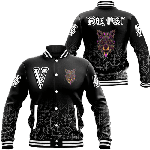 Custom Name Viking Style Fox Baseball Varsity Jacket