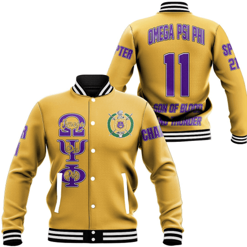 Custom Omega Psi Phi Old Gold 3D Varsity Jacket