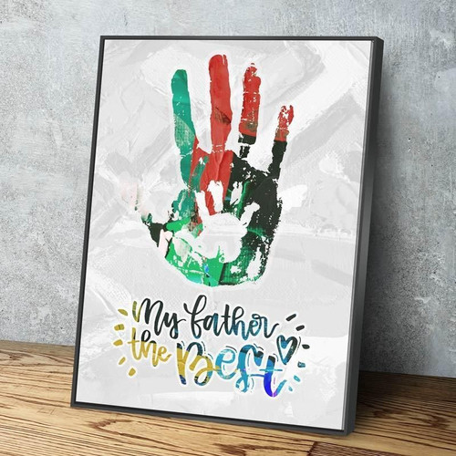 My Father The Best Colorful Hand Painting Style Matte Canvas