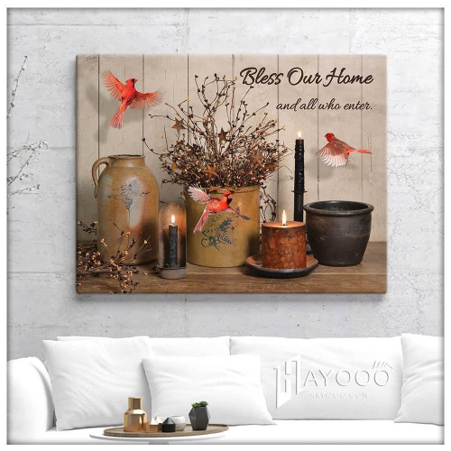 Cardinal Bless Our Home And All Who Enter Matte Canvas For Family