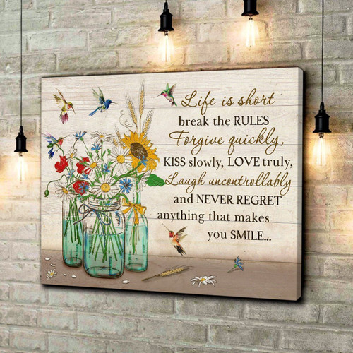 Hummingbird Matte Canvas Giving People Life Is Short Kiss Slowly And Love Truly
