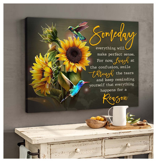 Hummingbird Matte Canvas Everything Happens For A Reason Gift For People