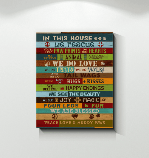 In This House We Rescue We Are Blessed Gift For Rescue Dog Lovers Matte Canvas